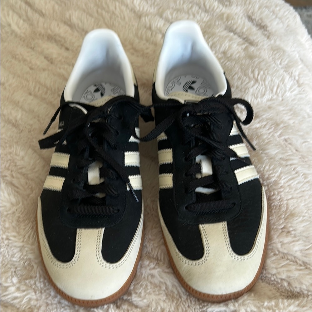 Adidas Black and Cream Samba Sneakers